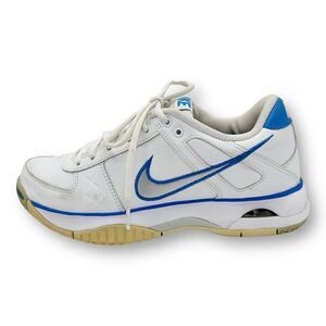 Nike Air Del Mar III White/Blue/Silver Leather Low-Top Chunky Sneaker‎ Sz 7.5